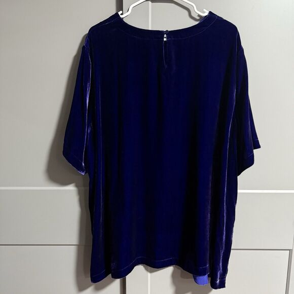 NWT Eileen Fisher Plus S/S Velvet Bateau Neck Keyhole Purple/Blue 2X - Picture 1 of 7